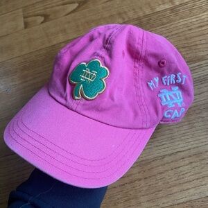 EUC Notre Dame Pink my first girls baby Cap with Fighting Shamrock gift shower